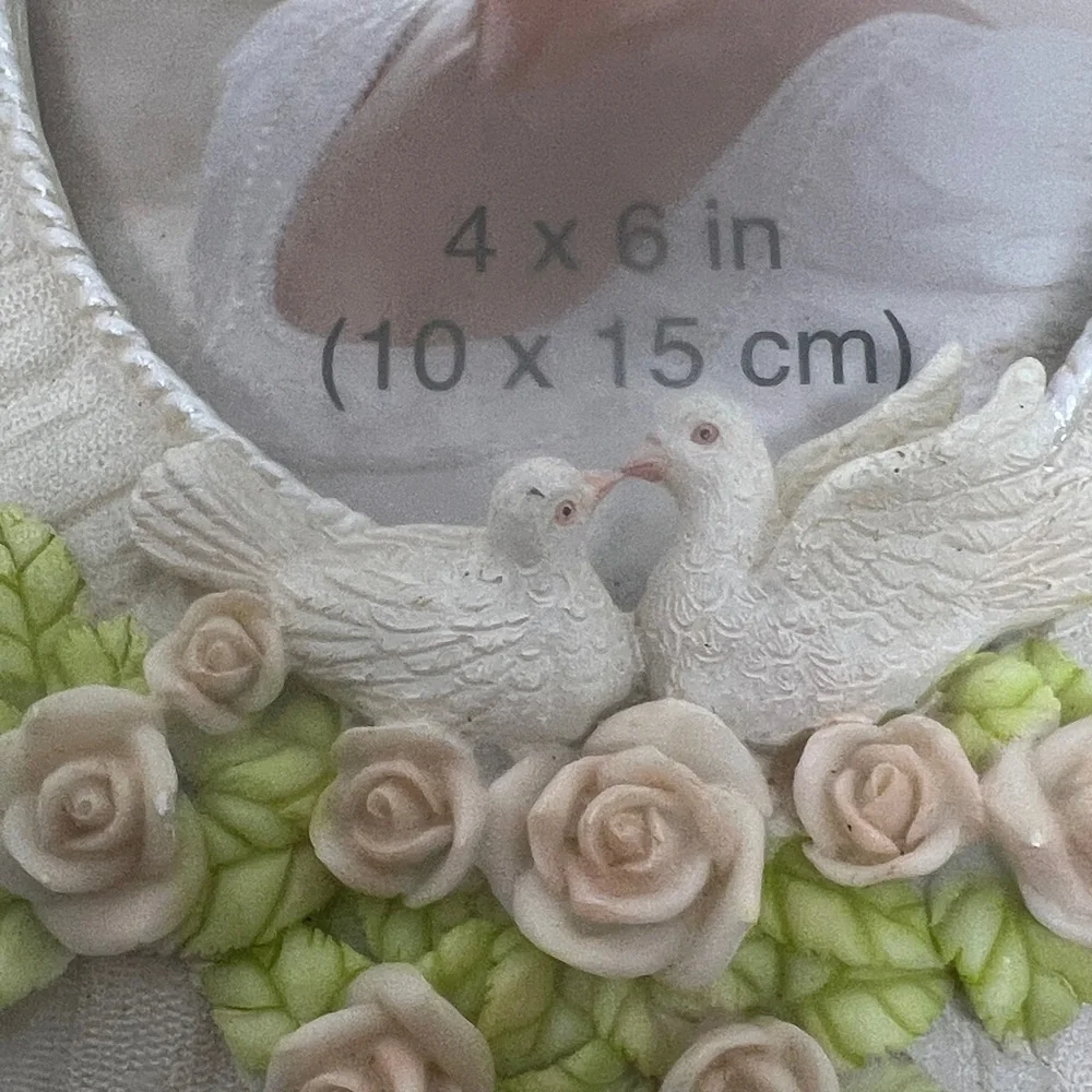 Floral Yellow Bow and Doves Picture Frame